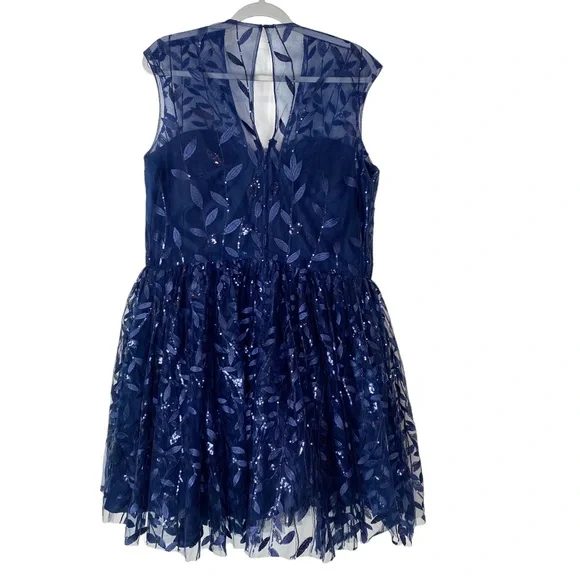 Jovani JVN Womens Dress 22 Formal Blue Sequin Sparkly Tutu tulle Mini Gown - Picture 4 of 14